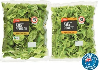Coles Coles Australian Baby Spinach, Baby Rocket or Baby Spinach & Rocket 120g Pack offer