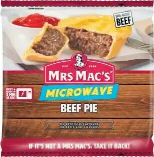Coles Mrs Macu2019s Microwave Beef Pie 175g offer