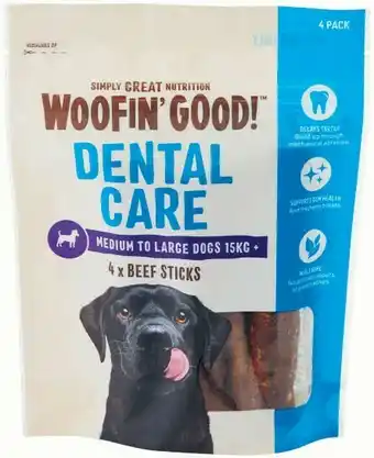 Coles Woofinu2019 Good Dental Care Dog Treat 4 Pack or 6 Pack offer