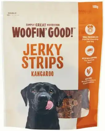Coles Woofinu2019 Good Jerky Strips Dog Treat 100g offer