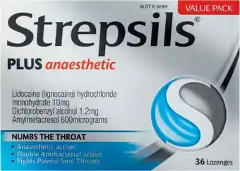 Coles Strepsils Plus Anaesthetic Lozenges 36 Pack* offer