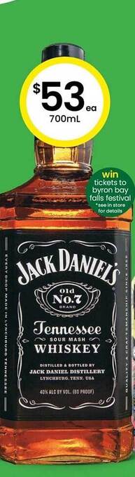 The Bottle O Jack daniel's tennessee whiskey offer