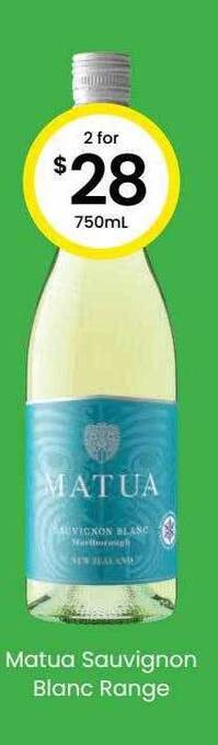 The Bottle O Matua sauvignon blanc range offer