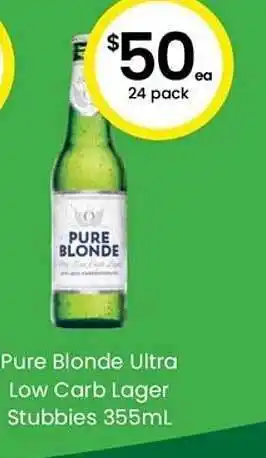 Pure blonde ultra low carb lager stubbies 355ml