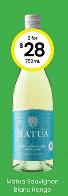 The Bottle O Matua sauvignon blanc range offer