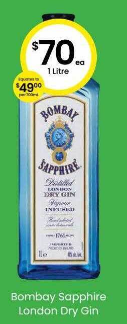 The Bottle O Bombay sapphire london dry gin offer