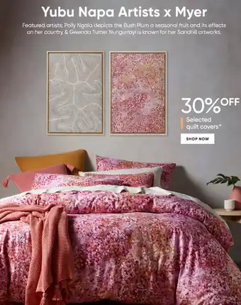 Myer Yubu Napa Blush Plum By Polly Ngala Quilt offer
