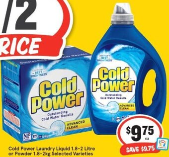 IGA Cold Power Laundry Liquid 1.8-2 Litre Or Powder 1.8-2Kg Selected Varieties offer