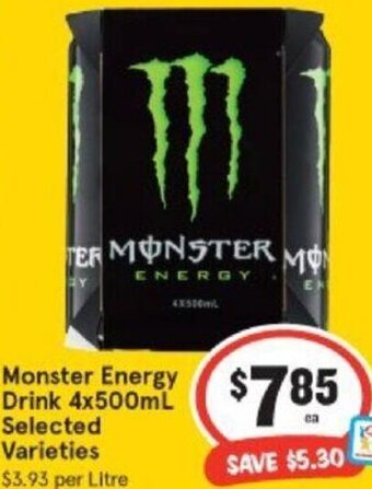 IGA Monster Energy Drink 4x500ml Selected Varieties offer