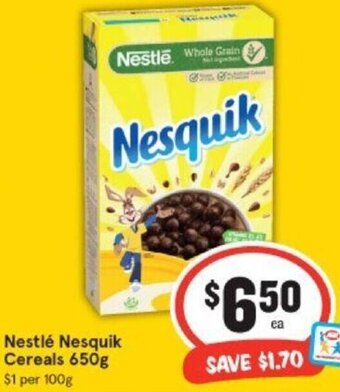 IGA Nestlé Nesquik Cereals 650g offer