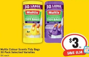 IGA Multix Colour Scents Tidy Bags 30 Pack Selected Varieties offer