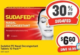 IGA Sudafed PE Nasal Decongestant Tablets 10 Pack offer