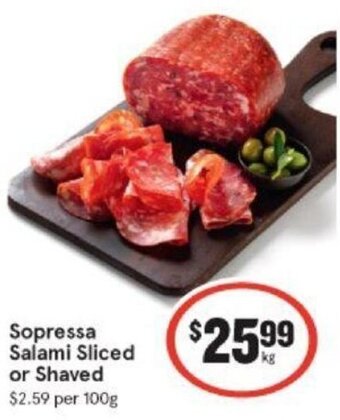 IGA Sopressa Salami Sliced Or Shaved offer