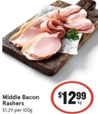 IGA Middle Bacon Rashers 100g offer