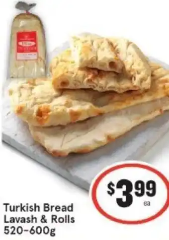 IGA Turkish Bread Lavash & Rolls 520-600g offer