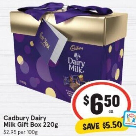 Cadbury Dairy Milk Gift Box 220g offer at IGA