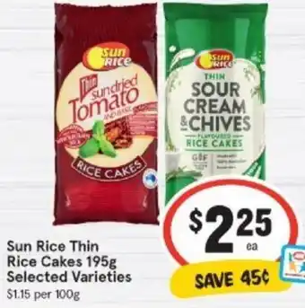 IGA Sun Rice Thin Rice Cakes 195g Selected Varieties offer