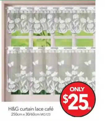 Cheap as Chips H&G Curtain Lace Cafe 250cm x 30/60cm offer
