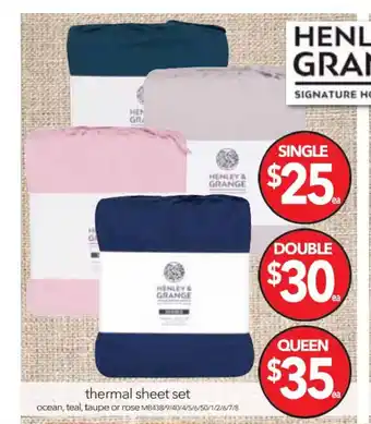 Cheap as Chips Henley & Grange Thermal Sheet Set Single offer