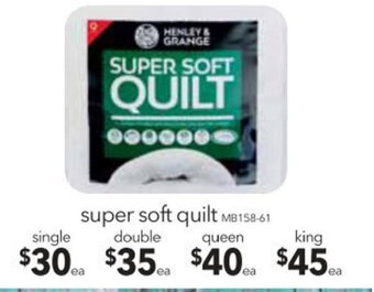 Cheap as Chips Henley & Grange Super Soft Quilt Single offer