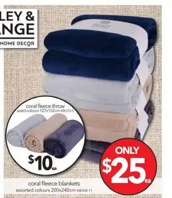 Cheap as Chips Henley & Grange Coral Fleece Blankets offer