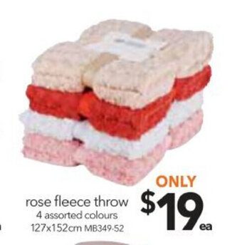Cheap as Chips Rose Fleece Throw 127x152cm offer