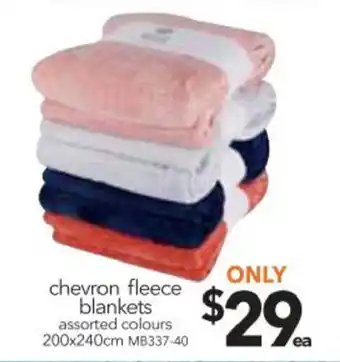 Cheap as Chips Chevron Fleece Blankets 200x240cm offer
