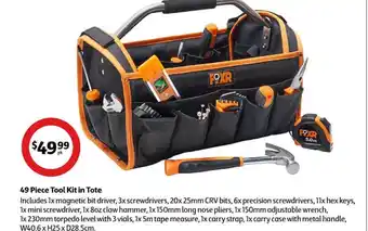 Coles 49 pieces tool kit in tote offer