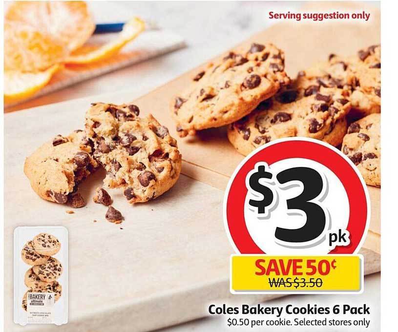 Coles bakery cookies 6 pack offer at Coles
