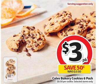 Coles Coles bakery cookies 6 pack offer