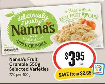 IGA Nanna's fruit crumble 550g offer