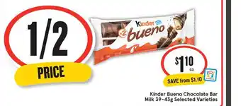 IGA Kinder bueno chocolate bar milk 39-43g offer