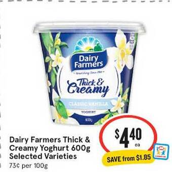 IGA Dairy farmers thick & creamy yoghurt 600g offer