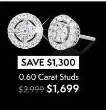 Shiels 0.60 carat studs offer
