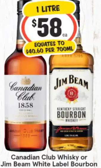 IGA Liquor Canadian Club Whisky or Jim Beam White Label Bourbun offer