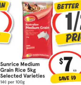 IGA Sunrice Medium Grain Rice 5Kg Selected Varieties offer