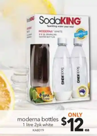 Cheap as Chips SodaKING Moderna Bottles 1 Litre 2pk White offer