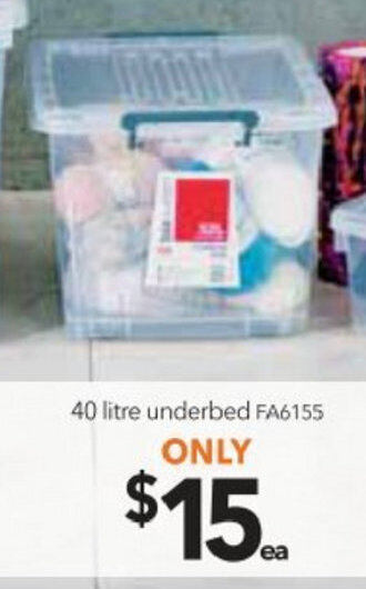 Cheap as Chips Clear Storage Tubs 40 Litre Underbed offer