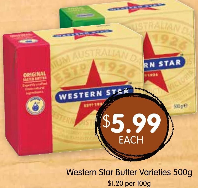 Western Star Butter Varieties 500g offer at Spudshed