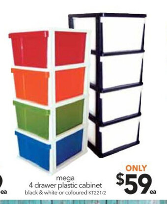 Cheap as Chips Mega 4 Drawer Plastic Cabinet offer