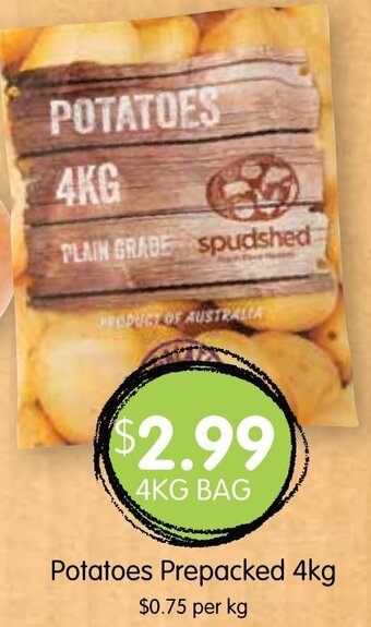 Spudshed Potatoes Prepacked 4kg offer