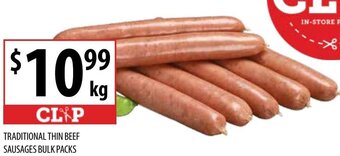 Supabarn Traditional Thin Beef Sausages Bulk Packs offer