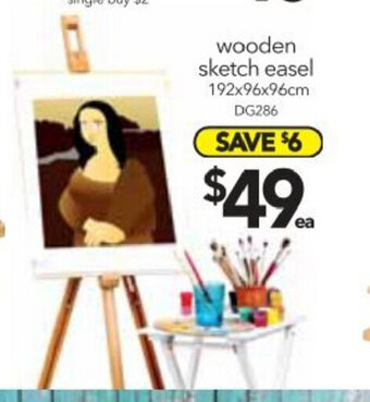 Cheap as Chips Wooden Sketch Easel 192x96x96cm offer
