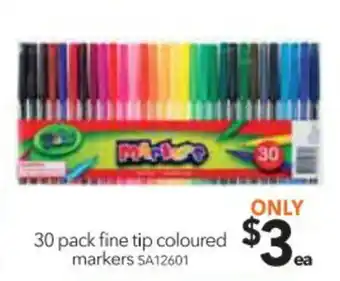 Cheap as Chips 30 Pack Fine Tip Coloured Markers offer