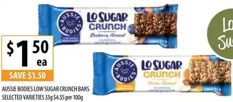 Supabarn Aussie Bodies Low Sugar Crunch Bars Selected Varieties 33g offer
