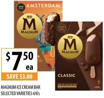 Supabarn Magnum Ice Cream Bar Selected Varieties 4/6's offer