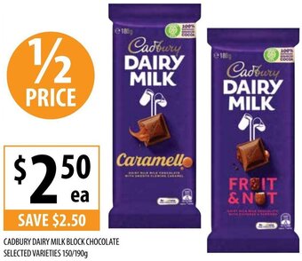 Supabarn Cadbury Dairy Milk Block Chocolate Selected Varieties 150/190g offer