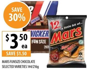Supabarn Mars Funsize Chocolate Selected Varieties 144/216g offer