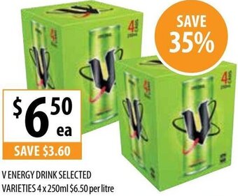 Supabarn V Energy Drink Selected Varieties 4 x 250ml offer