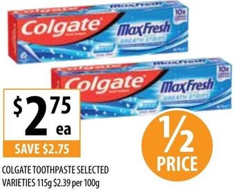 Supabarn Colgate Toothpaste Selected Varieties 115g offer